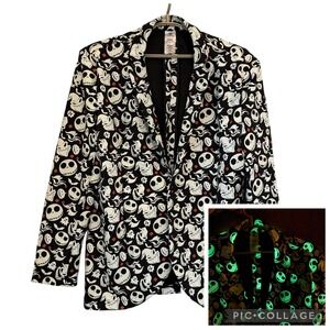Disney Nightmare Before‎ Christmas Skellington Glow in Dark Jacket Blazer L/XL
